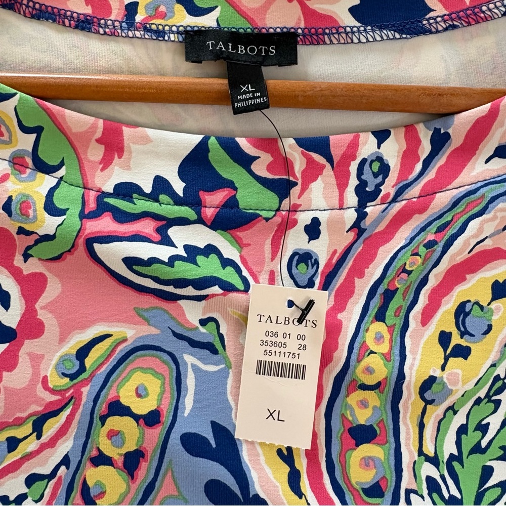 Talbots Jersey Shift Dress Botanical Paisley. Size XL. - Picture 4 of 10